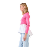 English Factory Mixed Media Peplum Top - Pink Peach Boutique