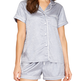 3 pc. Satin Pajama Short Set - Pink Peach Boutique