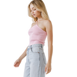 Pink One Shoulder Strap Tank Top - Pink Peach Boutique