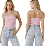 Pink One Shoulder Strap Tank Top - Pink Peach Boutique