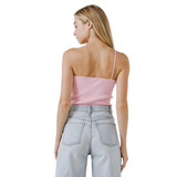Pink One Shoulder Strap Tank Top - Pink Peach Boutique