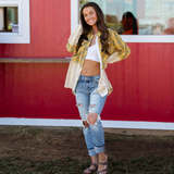 KanCan High Rise Beach Splash Boyfriend Jean - Pink Peach Boutique