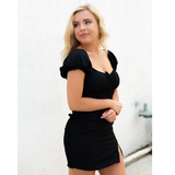 Black Smock Dress - Pink Peach Boutique