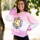 Tie Dye Smiley Sweatshirt - Pink Peach Boutique
