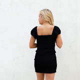 Black Smock Dress - Pink Peach Boutique