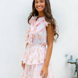 Astrid Ruffle Mini Dress - Honeysuckle - Pink Peach Boutique
