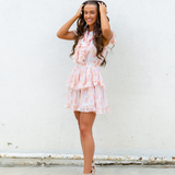 Astrid Ruffle Mini Dress - Honeysuckle - Pink Peach Boutique