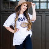 Kiss Leopard Lips Distressed Shirt - Pink Peach Boutique