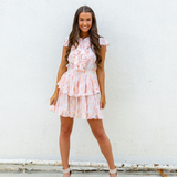 Astrid Ruffle Mini Dress - Honeysuckle - Pink Peach Boutique