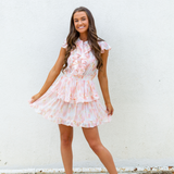 Astrid Ruffle Mini Dress - Honeysuckle - Pink Peach Boutique