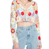 Flower Child Long Sleeve Crochet Top - Pink Peach Boutique