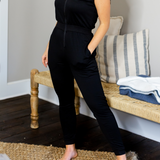 Shoulder Padded Jogger Jumper - Black - Pink Peach Boutique