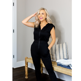 Shoulder Padded Jogger Jumper - Black - Pink Peach Boutique