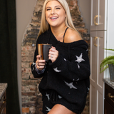 Black Plush Star Shorts - Pink Peach Boutique