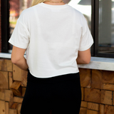 Crop T Shirt  - Off White - Pink Peach Boutique