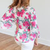 Floral Kimono Jacket - Fuchsia - Pink Peach Boutique