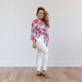 Floral Kimono Jacket - Fuchsia - Pink Peach Boutique