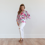Floral Kimono Jacket - Fuchsia - Pink Peach Boutique