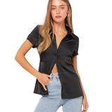Cap Sleeve Fit & Flare Shirt - Black - Shop Amour Boutique