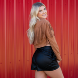 Faux Suede Fringe Jacket - Camel - Pink Peach Boutique
