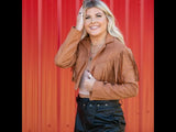 Faux Suede Fringe Jacket - Camel