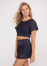 mono b black mesh crop top tennis matching set activewear