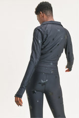 Star Cropped Jacket - Black - Pink Peach Boutique