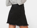 Black Asymmetrical Denim Skirt - Pink Peach Boutique