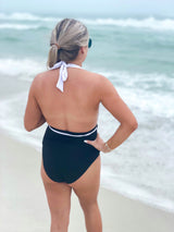 Black and White Halter Swimsuit - Shop Amour Boutique