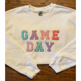 Varsity Game Day Sweatshirt - White - Pink Peach Boutique