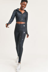 Star Cropped Jacket - Black - Pink Peach Boutique