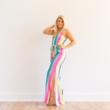 Brighter Days Striped Jumpsuit - Pink Peach Boutique