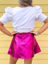 Roll Call Vegan Leather Skort - Pink - Shop Amour Boutique