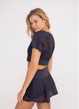 mono b black mesh crop top tennis matching set activewear