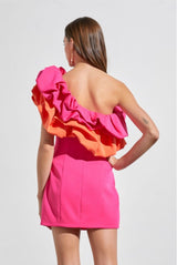 Pink One Shoulder Dress - Shop Amour Boutique
