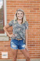 Camouflage Short Sleeve T-Shirt - Pink Peach Boutique