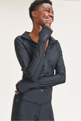 Star Cropped Jacket - Black - Pink Peach Boutique