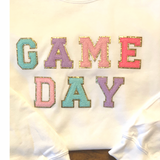 Varsity Game Day Sweatshirt - White - Pink Peach Boutique