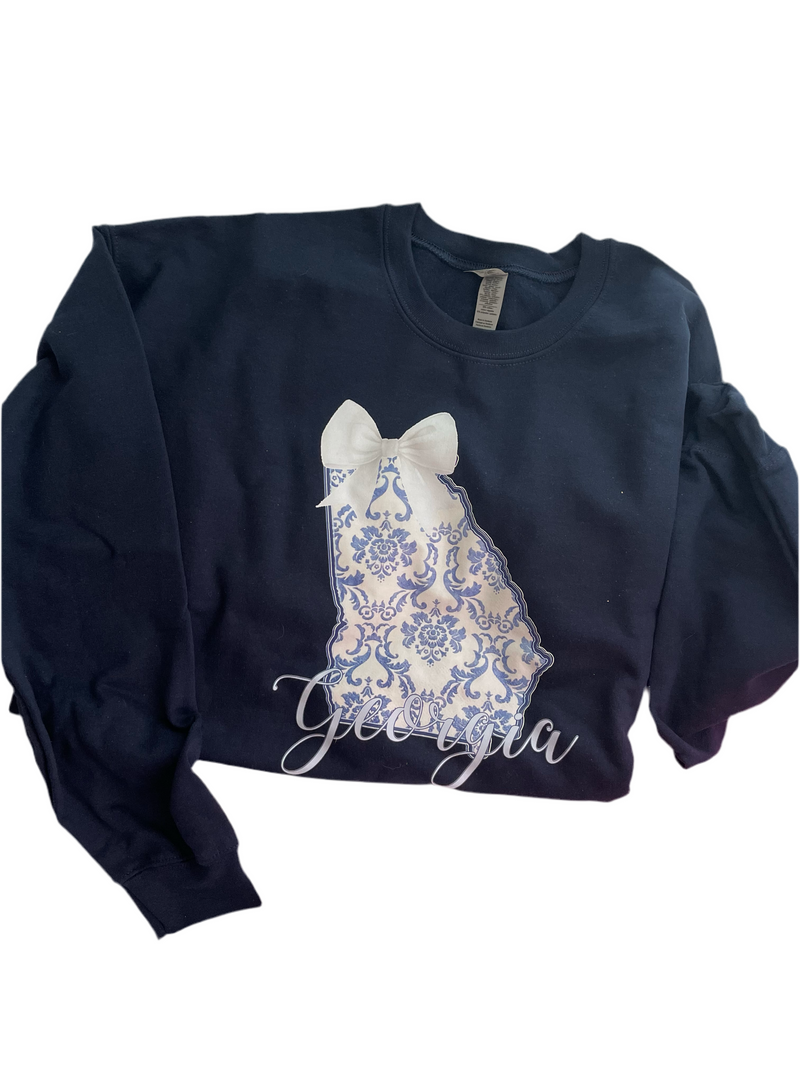 Georgia Blue Floral Bow Sweatshirt