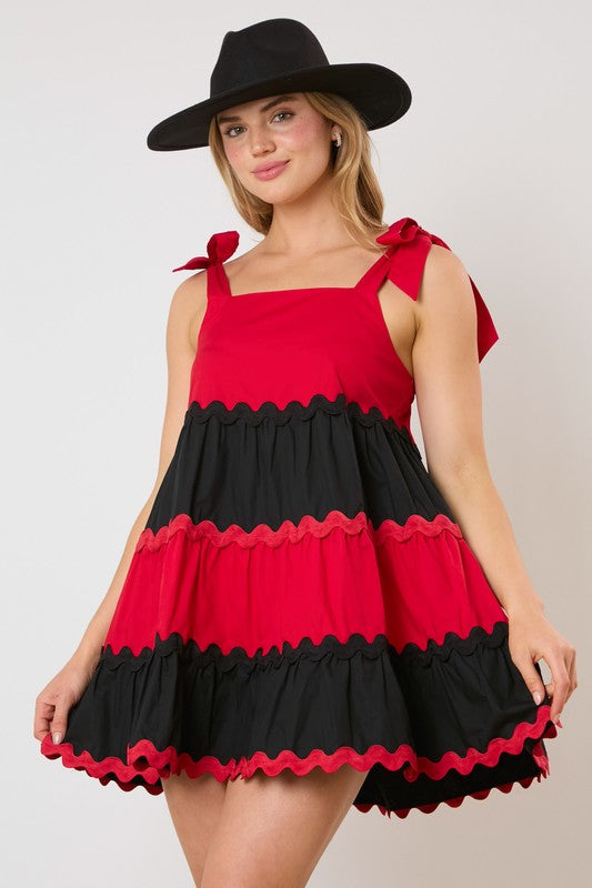 red and black gameday dress Megan Red & Black Sequin Football Gameday Dress Large
