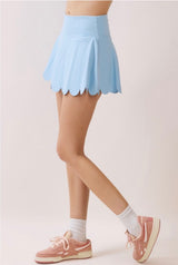 Scalloped Tennis Skort - Blue