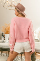 Bow Detail Cardigan Sweater Pink