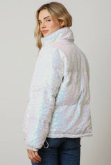 Sequin Puffer Jacket - White - Shop Amour Boutique