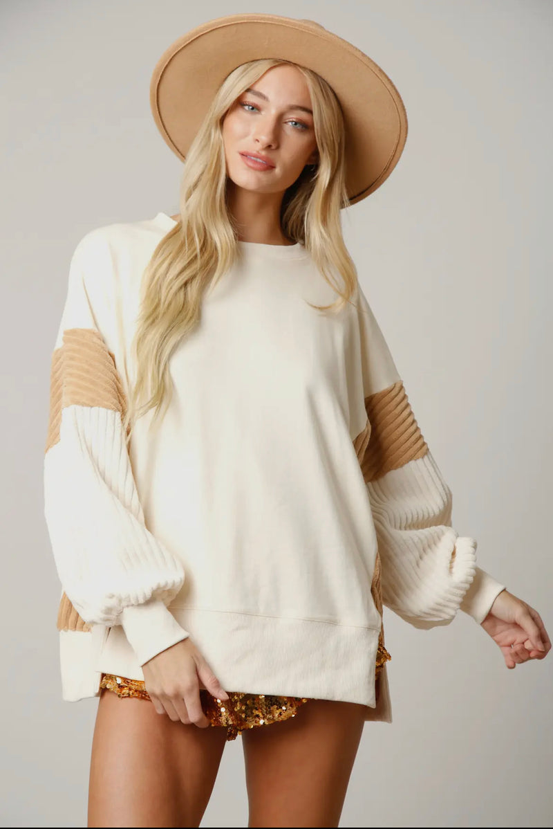Women's Oversized Sweatshirt - Cream - Shop Amour Boutique