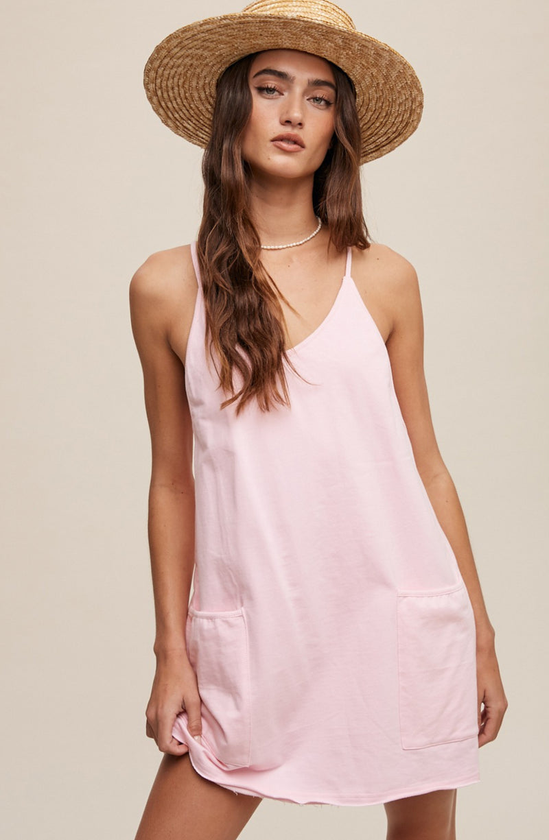Sporty Mini Romper Dress - Pink and Aqua - Shop Amour Boutique