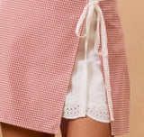 Crimson Gingham Lace  Skort