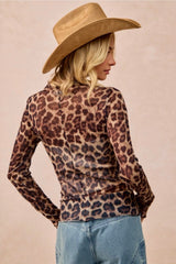 Mesh Leopard Print Top