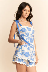 Blue Bow Strap Romper