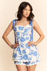 Blue Bow Strap Romper