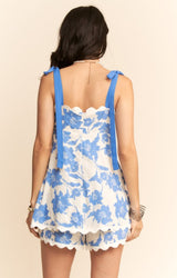 Blue Bow Strap Romper